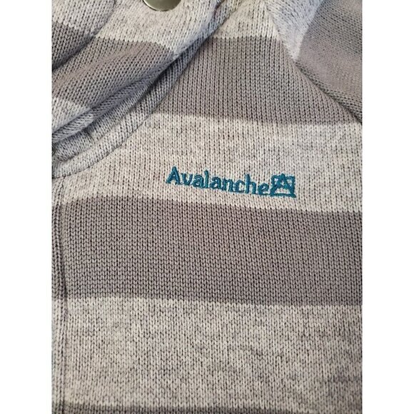 Avalanche Woman's 1/4 Zip Pullover Sweater Size Small Hooded Teal Gray Stripes - Picture 2 of 12